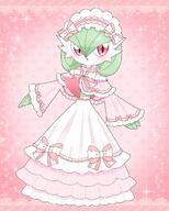 amount:solo atmosphere:regal body-type:anthro body-type:semi-anthro dress princess species:gardevoir style:girly style:one-color style:pink // 2000x2500 // 500KB