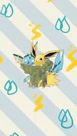 affection amount:pair body-type:feral cuddling scarf series:eeveelutions series:pokemon species:jolteon species:vaporeon style:striped-background // 2304x4096 // 343KB