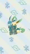affection amount:pair atmosphere:autumn body-type:feral cuddling scarf series:eeveelutions series:pokemon species:glaceon species:leafeon style:striped-background wallpaper-material // 2304x4096 // 305KB