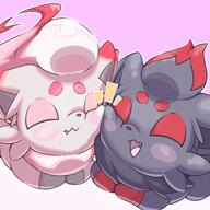 affection amount:pair body-type:feral cheek-rub happy pressing-same-body-part-against-each-other species:hisuian-zorua species:zorua style:kawaii style:outline // 1280x1280 // 125KB