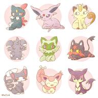 amount:multiple body-type:feral body-type:semi-anthro forehead-gem grouping:cat-pokemon series:eeveelutions series:pokemon species:espeon species:espurr species:glameow species:litten species:meowth species:purrloin species:skitty species:sneasel species:sprigatito // 1580x1580 // 339KB