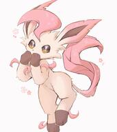 amount:solo atmosphere:sakura body-type:semi-anthro clumsy flower leaning-forwards oc series:eeveelutions series:pokemon species:leafeon style:kawaii style:kemono // 1499x1688 // 167KB