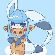 affection amount:pair body-type:feral hugging series:eeveelutions series:pokemon species:eevee species:glaceon style:playful // 2048x2048 // 215KB