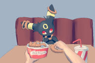 amount:solo atmosphere:restaurant body-type:feral eating onion_rings series:eeveelutions series:pokemon species:umbreon style:painted // 1452x970 // 170KB