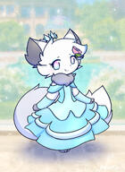 amount:solo atmosphere:fancy atmosphere:town body-type:anthro dress feminine flower species:cat style:girly style:intentional-blur style:kemono style:painted style:pastel-colors style:playful wearing-flower // 1458x2000 // 461KB