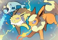 amount:multiple atmosphere:powerful body-type:feral series:eeveelutions series:pokemon species:flareon species:jolteon species:vaporeon // 4265x2950 // 6.6MB