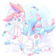 amount:pair body-type:feral feminine flower nomming series:eeveelutions series:pokemon species:shiny-pokemon species:sylveon style:girly style:kawaii style:playful wearing-flower // 1228x1228 // 175KB