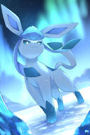 amount:solo atmosphere:aurora atmosphere:night atmosphere:snowy body-type:feral series:eeveelutions series:pokemon smug species:glaceon style:kawaii visual-teasing // 1000x1500 // 1.2MB