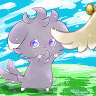 amount:solo atmosphere:field body-type:semi-anthro cat-toy series:pokemon species:espurr style:intentional-blur style:kawaii style:painted style:playful // 1600x1600 // 487KB