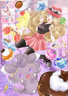 amount:multiple atmosphere:assorted-objects atmosphere:city body-type:feral body-type:humanoid body-type:semi-anthro character:serena coffee espurr food hall-of-fame:bronze hall-of-fame:silver long-hair pokepuff series:eeveelutions series:pokemon species:fennekin species:human species:sylveon style:kawaii sweets // 1424x2000 // 809KB
