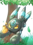 amount:solo atmosphere:sunlight body-type:feral series:eeveelutions series:pokemon sitrus-berry species:shiny-pokemon species:umbreon style:kawaii style:over-exposure // 768x1024 // 111KB