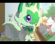 amount:solo atmosphere:home atmosphere:sunlight body-type:feral licking-paw species:shiny-pokemon species:sprigatito style:intentional-blur style:kawaii wink // 2048x1652 // 278KB