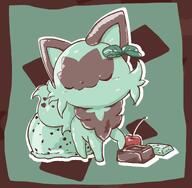 amount:solo body-type:feral chocolate food ice-cream species:sprigatito style:contrasting-colors style:kawaii style:outline style:playful sweets // 2048x2000 // 256KB