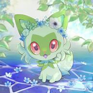 amount:solo atmosphere:flowers body-type:feral feminine flower species:sprigatito style:contrasting-colors style:girly style:intentional-blur style:kawaii wearing-flower // 1447x1447 // 274KB