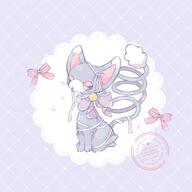 amount:solo atmosphere:frilly-background body-type:feral species:glameow style:girly style:one-color style:pastel-colors style:pink wearing-bow // 2000x2000 // 288KB