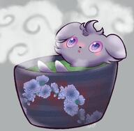 amount:solo body-type:semi-anthro cramped creature-in-food series:pokemon species:espurr style:noisy tea // 1181x1155 // 173KB