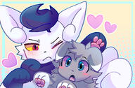 amount:pair body-type:semi-anthro interested series:pokemon species:espurr species:meowstic style:abstract-background style:kawaii style:outline style:playful style:thin-border surprise // 2595x1705 // 1.9MB