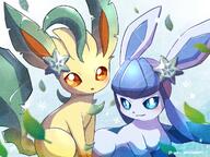 amount:pair body-type:feral feminine flower series:eeveelutions series:pokemon species:glaceon species:leafeon style:girly style:kawaii wearing-flower // 1024x768 // 536KB