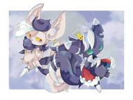 amount:pair atmosphere:clouds atmosphere:regal body-type:semi-anthro cloak crown necklace outfit species:meowstic style:outline style:white-border // 2048x1536 // 248KB