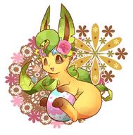amount:solo atmosphere:easter atmosphere:fancy body-type:feral feminine flower series:eeveelutions series:pokemon species:leafeon style:girly wearing-flower // 599x607 // 297KB