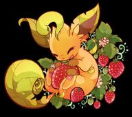 amount:solo body-type:feral series:eeveelutions series:pokemon species:leafeon strawberry // 660x583 // 337KB