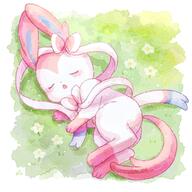 amount:solo atmosphere:field body-type:feral series:eeveelutions series:pokemon species:sylveon style:watercolor // 2048x2048 // 487KB