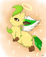 amount:solo angel-wings body-type:semi-anthro body-type:slightly-chubby ferla halo series:eeveelutions series:pokemon species:leafeon // 800x1000 // 419KB