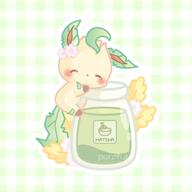 amount:solo atmosphere:picnic body-type:feral feminine flower series:eeveelutions series:pokemon species:leafeon style:checkered style:chibi style:detailed-pattern style:girly style:playful style:very-playful tea wearing-flower // 900x900 // 201KB