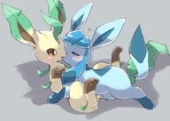 affection amount:pair body-type:feral cuddling kissing pressing-same-body-part-against-each-other series:eeveelutions series:pokemon species:glaceon species:leafeon // 842x595 // 301KB