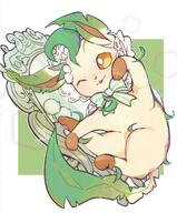 amount:solo body-type:feral outfit series:eeveelutions series:pokemon species:leafeon style:chromatic-aberration style:white-border wearing-bow // 2894x3494 // 1.2MB