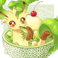 amount:solo body-type:feral creature-in-food ice-cream series:eeveelutions series:pokemon species:leafeon style:kawaii style:outline tea // 550x550 // 66KB