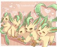 amount:multiple body-type:feral hall-of-fame:bronze heart-shape series:eeveelutions series:pokemon species:leafeon style:dithering style:girly style:outline style:playful style:very-kawaii // 1409x1164 // 258KB