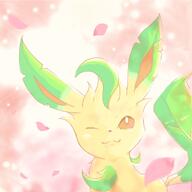 amount:solo atmosphere:petals atmosphere:sakura body-type:feral series:eeveelutions series:pokemon species:leafeon style:intentional-blur wink // 1280x1280 // 94KB