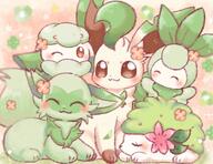 amount:multiple body-type:feral body-type:semi-anthro series:eeveelutions series:pokemon species:cottonee species:leafeon species:petilil species:shaymin species:sprigatito style:playful // 1332x1030 // 152KB