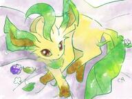 amount:solo atmosphere:bedroom body-type:feral series:eeveelutions series:pokemon species:leafeon style:watercolor // 1200x900 // 171KB