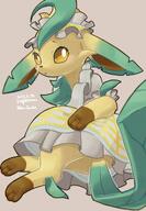 amount:solo body-type:feral dress outfit series:eeveelutions series:pokemon species:leafeon visibly-shy // 1423x2048 // 225KB
