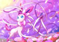 amount:solo atmosphere:flowers body-type:feral flower interested series:eeveelutions series:pokemon species:sylveon style:girly style:intentional-blur style:kawaii // 1700x1203 // 281KB