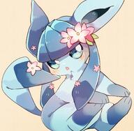 amount:solo body-type:feral embarrassed feminine flower series:eeveelutions series:pokemon species:glaceon style:girly style:kawaii style:playful visibly-shy wearing-flower // 1200x1174 // 229KB
