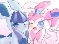 affection amount:pair body-type:feral cheek-rub hall-of-fame:bronze hall-of-fame:silver pressing-same-body-part-against-each-other series:eeveelutions series:pokemon species:glaceon species:sylveon style:girly style:kawaii style:painted style:sparkly wink // 1200x900 // 133KB