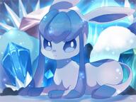 amount:solo atmosphere:cavern atmosphere:ice body-type:feral series:eeveelutions series:pokemon species:glaceon style:intentional-blur // 1024x768 // 82KB