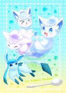 amount:multiple body-type:feral cramped glass series:eeveelutions series:pokemon species:alolan-vulpix species:glaceon style:abstract-background style:kawaii style:thin-border // 858x1200 // 141KB