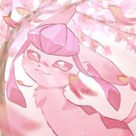 amount:solo atmosphere:petals atmosphere:sakura body-type:feral hall-of-fame:bronze oc series:eeveelutions series:pokemon species:glaceon style:girly style:intentional-blur style:one-color style:painted style:pink style:very-girly // 768x768 // 68KB