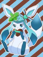 amount:solo body-type:feral chocolate feminine flower holding-heart series:eeveelutions series:pokemon species:glaceon style:contrasting-colors style:girly style:outline style:striped-background wearing-flower // 900x1200 // 144KB