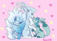 affection amount:multiple body-type:feral kissing pressing-same-body-part-against-each-other series:eeveelutions series:pokemon species:alolan-ninetales species:eevee species:glaceon species:shiny-pokemon style:girly style:outline style:pastel-colors style:playful // 1200x857 // 123KB
