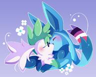 affection amount:pair body-type:feral glasses kissing nerdy pressing-same-body-part-against-each-other pride romance series:eeveelutions series:pokemon species:glaceon species:shaymin style:kawaii style:outline // 1200x960 // 112KB