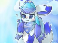 amount:solo body-type:feral body-type:semi-anthro confused heart-eyes oc scarf series:eeveelutions series:pokemon species:glaceon style:kawaii style:outline // 1200x900 // 120KB