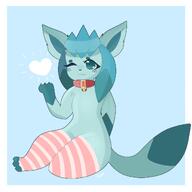 amount:solo bell-collar body-type:feral body-type:semi-anthro collar series:eeveelutions series:pokemon species:glaceon style:pastel-colors style:white-border thigh-highs // 1200x1200 // 86KB