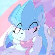 amount:solo body-type:feral scarf series:eeveelutions series:pokemon species:glaceon style:icon style:pastel-colors // 933x928 // 26KB