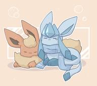 affection amount:pair body-type:feral cuddling scarf series:eeveelutions series:pokemon species:flareon species:glaceon style:outline // 1200x1063 // 93KB