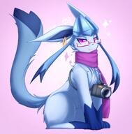 amount:solo body-type:feral camera fluffified glasses nerdy scarf series:eeveelutions series:pokemon species:glaceon style:girly // 1184x1200 // 126KB